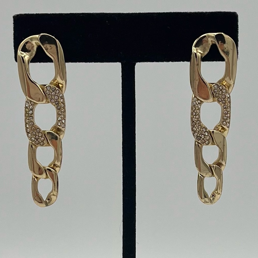 BaubleBar Michel Pavé Chain Link Drop Earrings Gold ToneGold Chain Link Earrings - Picture 2 of 4